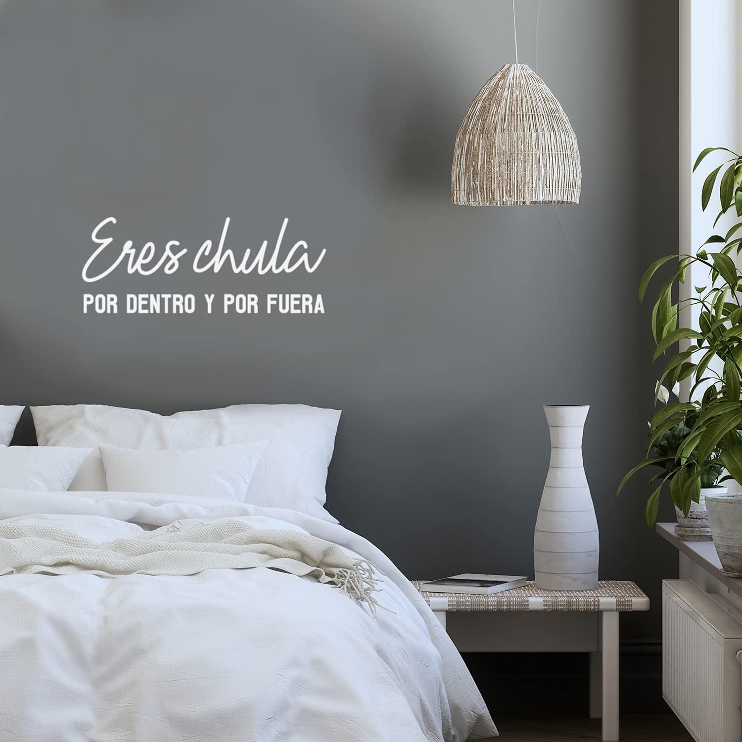 Eres Chula Por Dentro y Por Fuera – 10 x 25 pulgadas – Calcomanía femenina española inspiradora y positiva para oficina, boutique, salón de belleza,