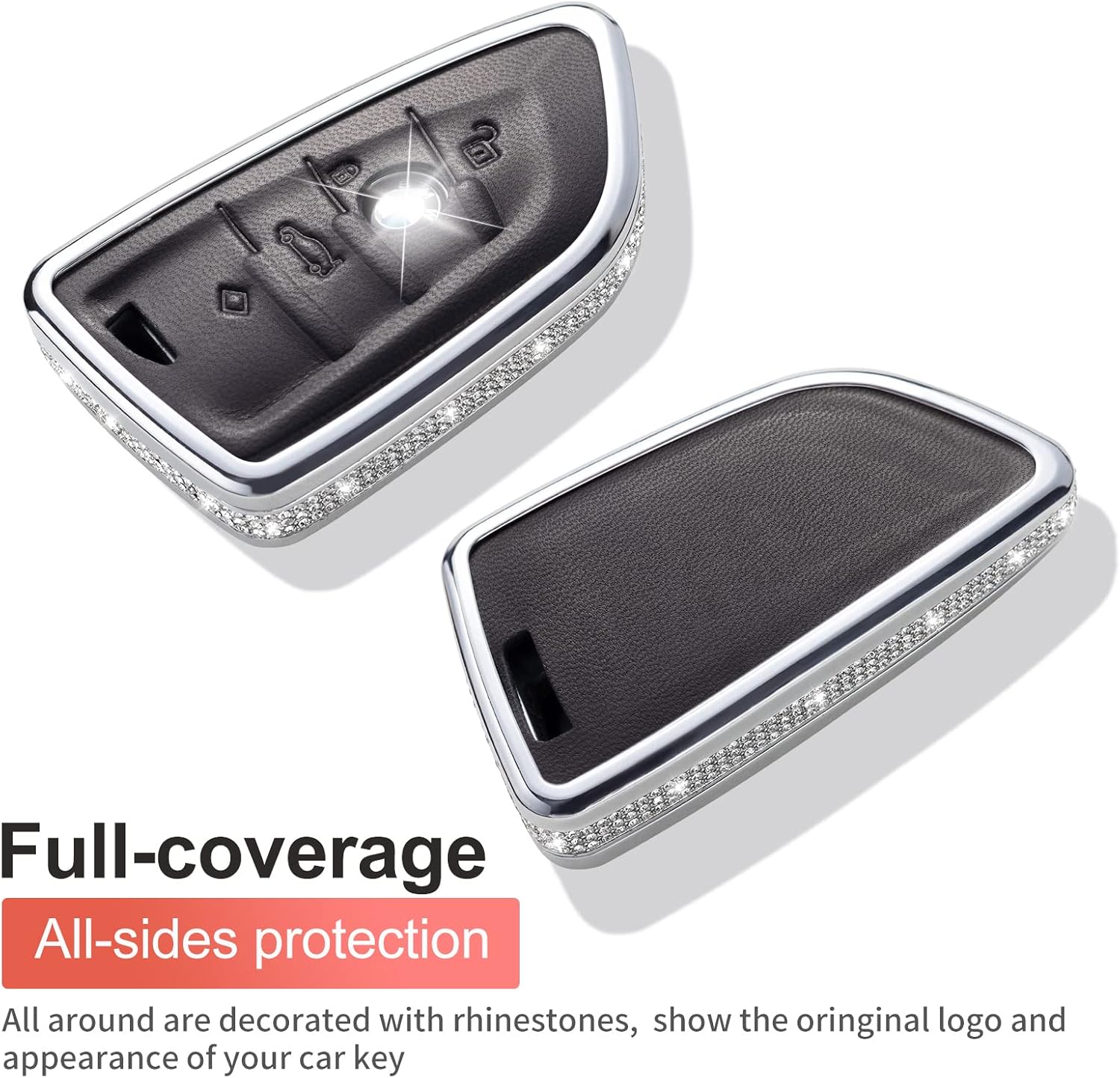 SHANGHONG Funda para llavero BMW, de piel auténtica, compatible con BMW serie 2, 5, 6, 7, X1, X2, X3, X5, X6 (versión A, negro)