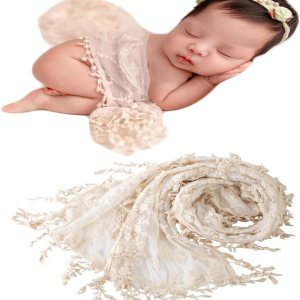 Zeroest Manta de accesorios de fotografía para bebés, trajes de sesión de fotos para recién nacidos, envoltura de encaje para fotos de bebés (marfil Zeroest Manta de accesorios de fotografía para bebés, trajes de sesión de fotos para recién nacidos, envoltura de encaje para fotos de bebés (marfil
