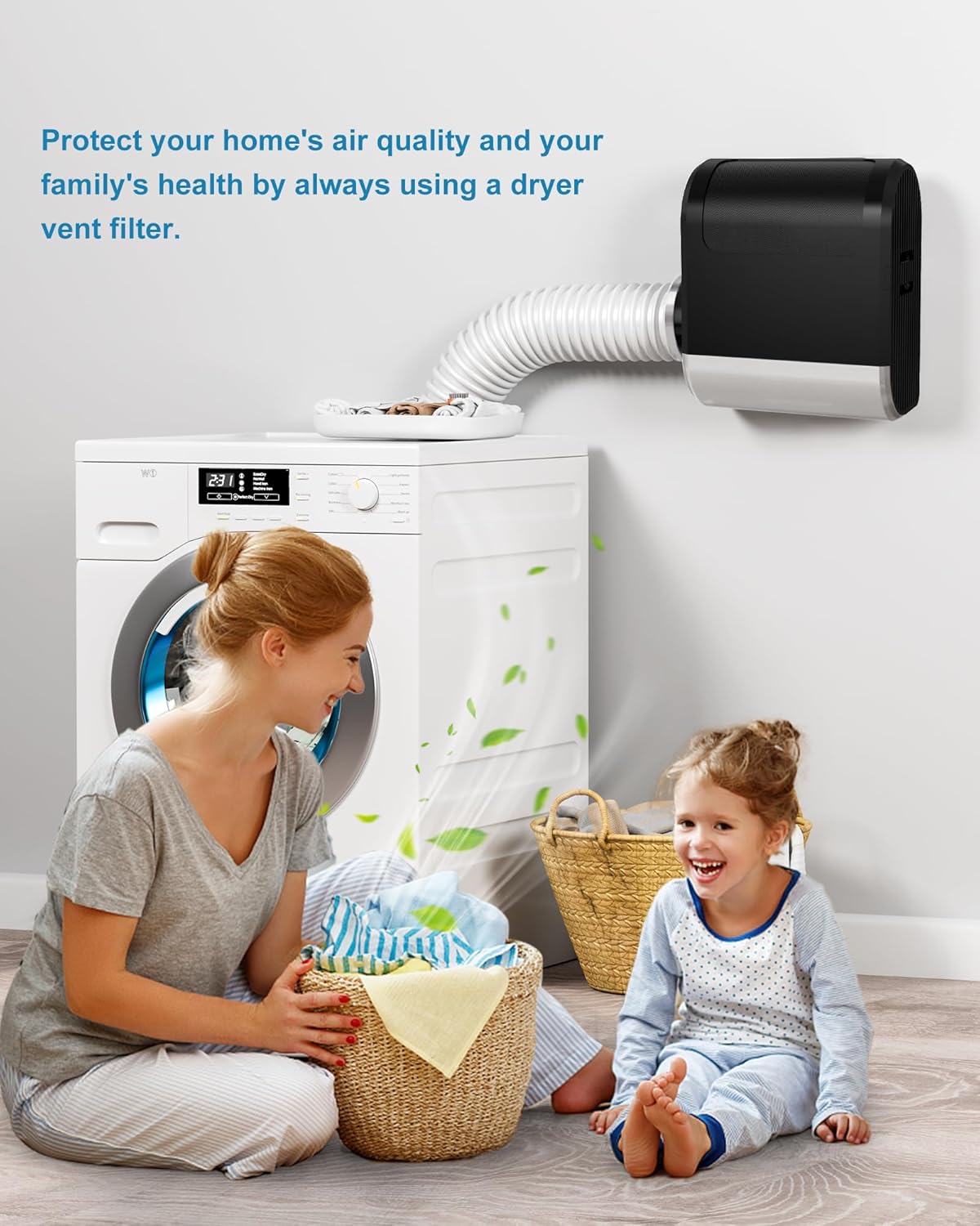 Ventilación de secadora interior 3 en 1 filtro de pantalla de poliéster y sistema de cajón de agua para secadoras de ropa eléctricas, incluye