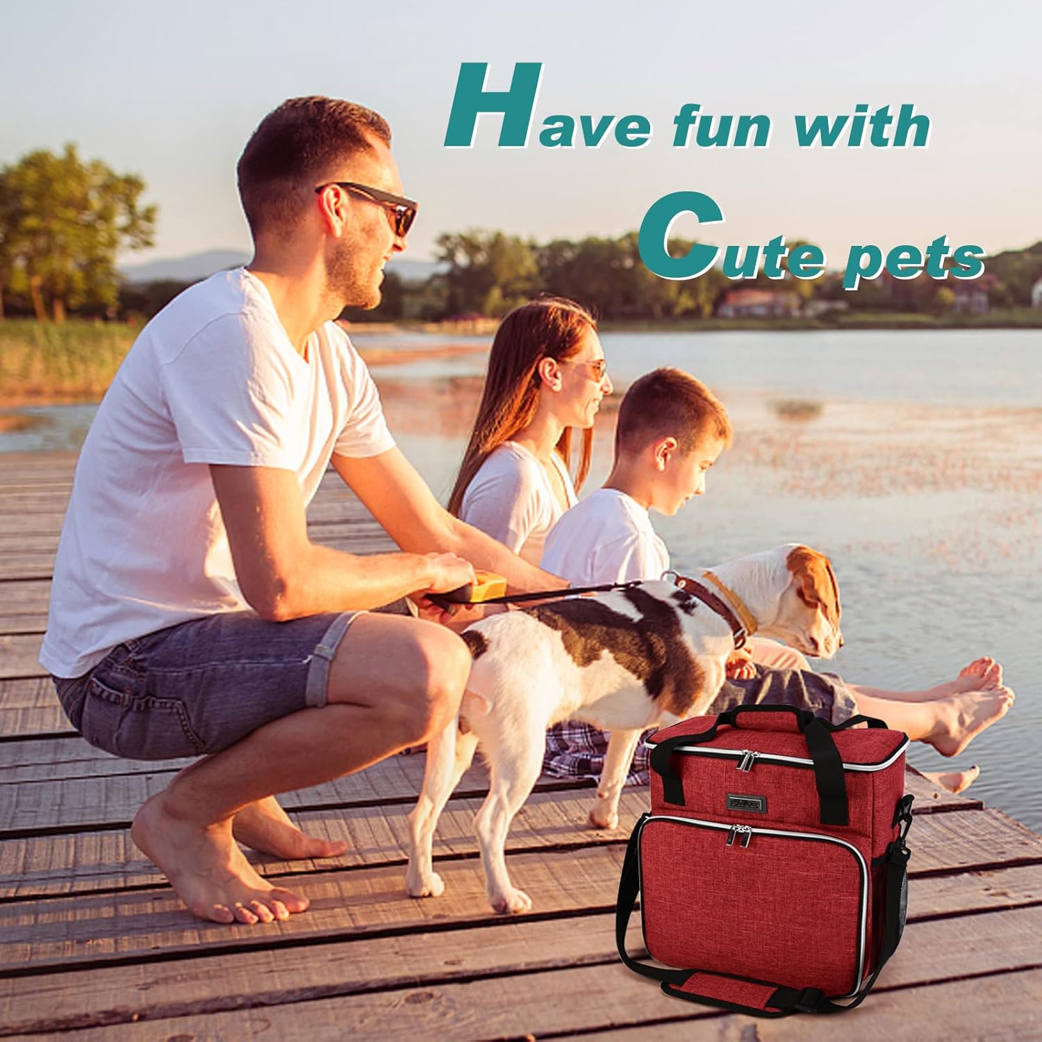 BAGLHER Bolsa de viaje para perros, bolsa de viaje para mascotas (todos los suministros de viaje para mascotas), con 2 recipientes de comida para
