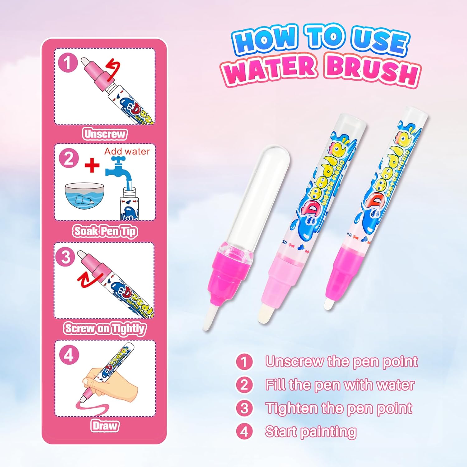 Regalos de unicornios para niñas, juguetes para niños pequeños de 3, 4 y 5 años, para niños y niñas, tapete para garabatos de agua de unicornio,