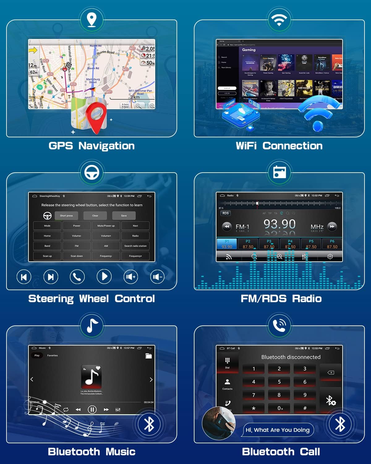 Roinvou Estéreo Android CarPlay 2+64G para Toyota Tacoma 2005-2013, CarPlay inalámbrico integrado con Android Auto, pantalla táctil de 9 pulgadas en