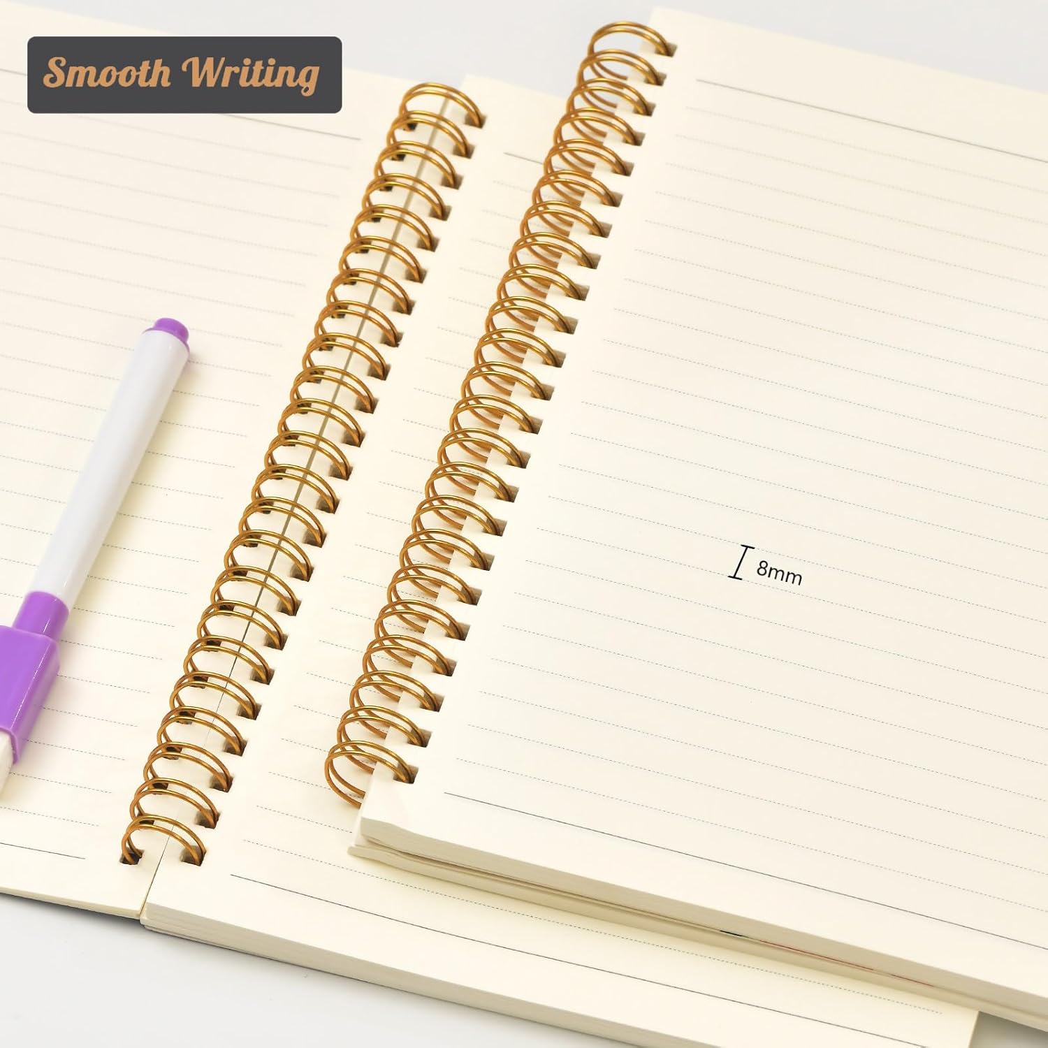 Cuaderno de espiral, paquete de 3 cuadernos rayados A5, cuadernos en espiral de 8.3 x 5.8 pulgadas, cuadernos pequeños y lindos para mujeres,