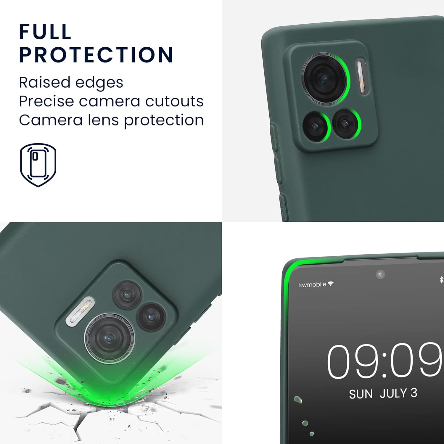 kwmobile Funda compatible con Motorola Edge 30 Ultra – Funda protectora delgada de TPU – Acabado mate suave – Azul Verde
