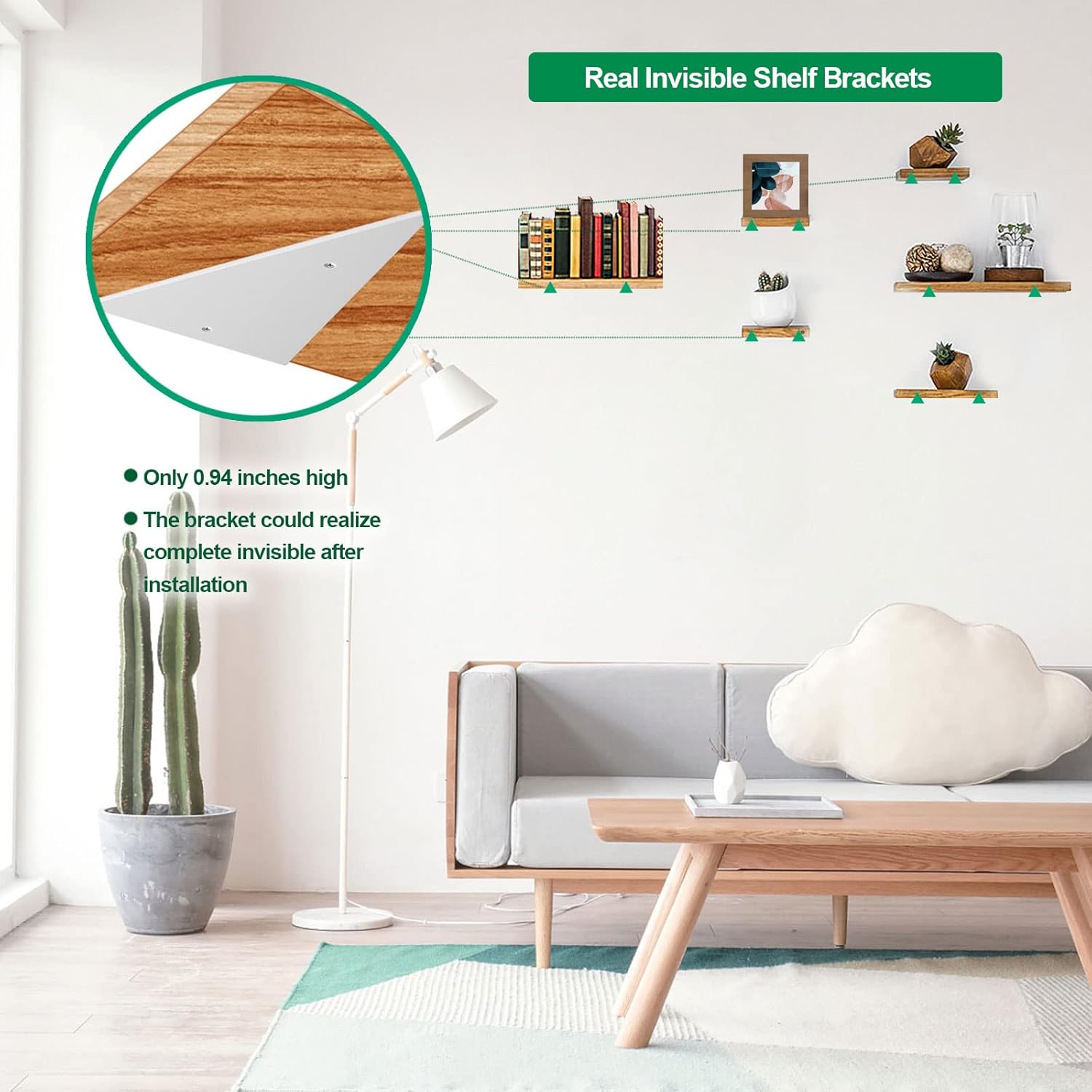 Soportes de estante 4 piezas de 3 pulgadas, soportes de estantes flotantes, soportes de pared para estantes, accesorios de estante flotante,