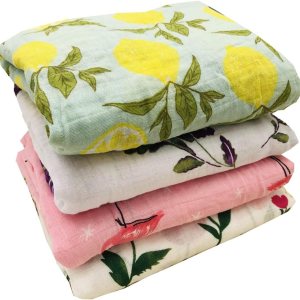 HGHG Paquete de 4 mantas de muselina de bambú y algodón para bebé, toalla para envolver bebé, sobres multifuncionales, 47 x 47 pulgadas, flamenco HGHG Paquete de 4 mantas de muselina de bambú y algodón para bebé, toalla para envolver bebé, sobres multifuncionales, 47 x 47 pulgadas, flamenco