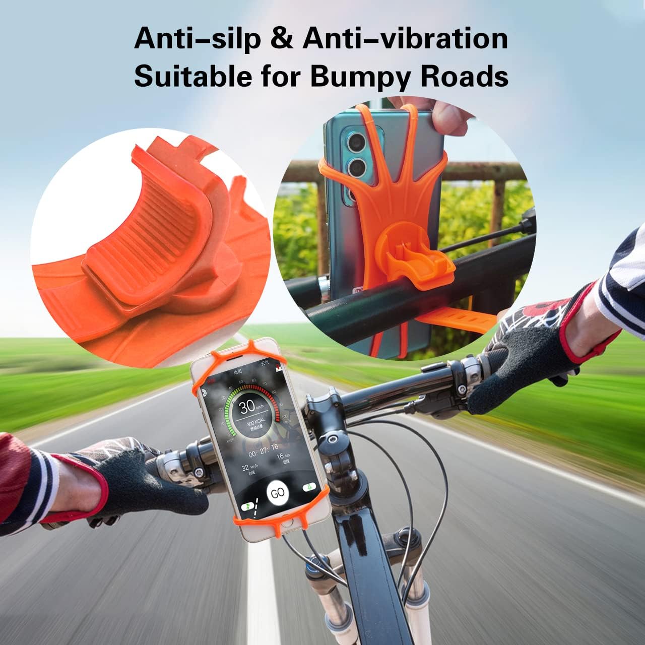 Soporte de teléfono para bicicleta, accesorios universales de silicona para teléfono celular, rotación de 360, compatible con iPhone 1211 Pro Max XS