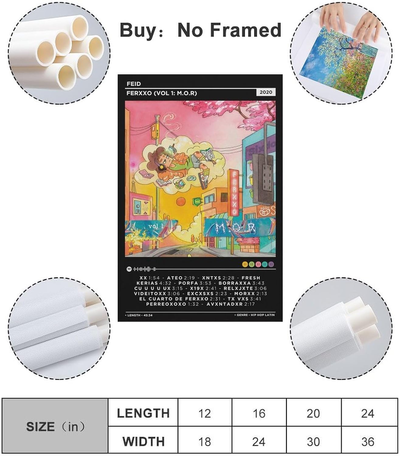 DAXXIN Feid – Ferxxo – 1 póster de lienzo decorativo para pared, pintura artística para sala de estar, dormitorio, regalo, sin marco, estilo sin