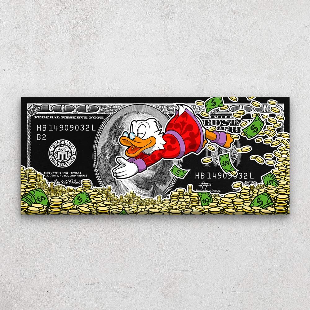 Inktuitive Money Press 100 Dólar Bill Lienzo Arte de Logística de Tienda
