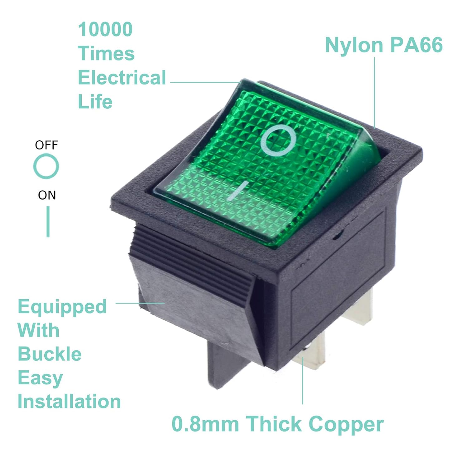 QTEATAK 2 unids AC DPST 4 pines 2 posiciones ONOFF 20A125V 15A250V luz LED verde iluminada barco balancín interruptor interruptor KCD2-201N-G