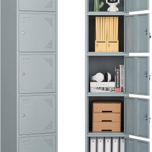 Letaya Armario de metal con 5 puertas con cerradura, gabinete de almacenamiento de acero de 71 pulgadas de alto para escuela, oficina, gimnasio, Letaya Armario de metal con 5 puertas con cerradura, gabinete de almacenamiento de acero de 71 pulgadas de alto para escuela, oficina, gimnasio,