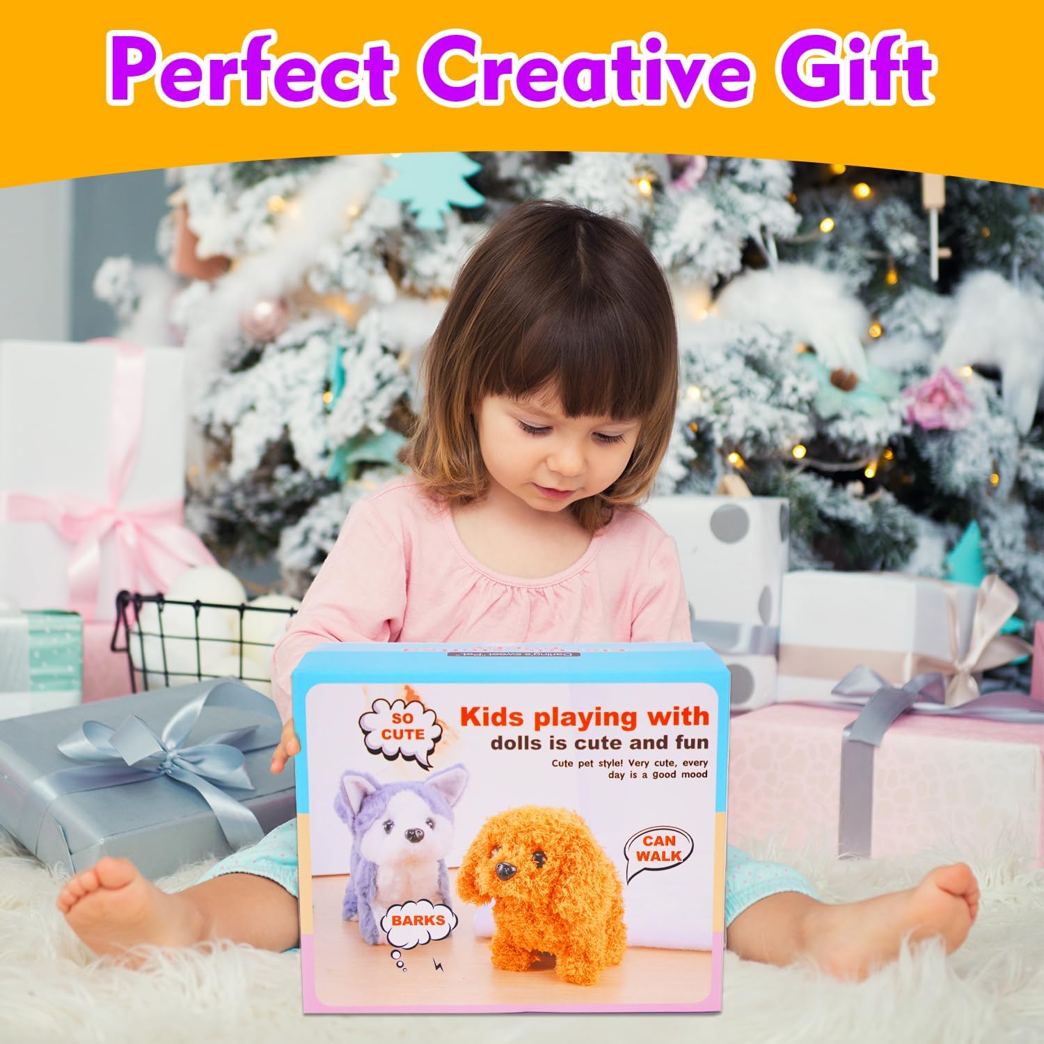 Kocacli Juguete interactivo de peluche para cachorros Golden Retriever, juguete electrónico interactivo para cachorros, caminar, ladrar, mover la