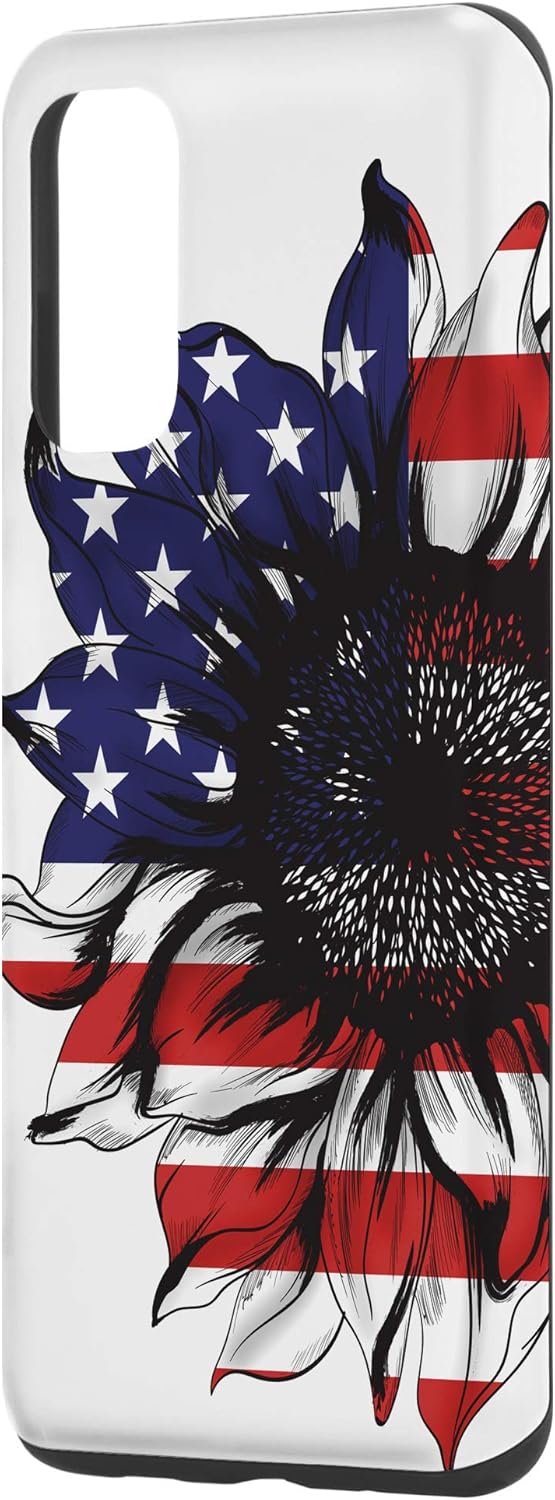 Galaxy S20 girasol bandera americana teléfono caso patriótico regalos para mujeres caso