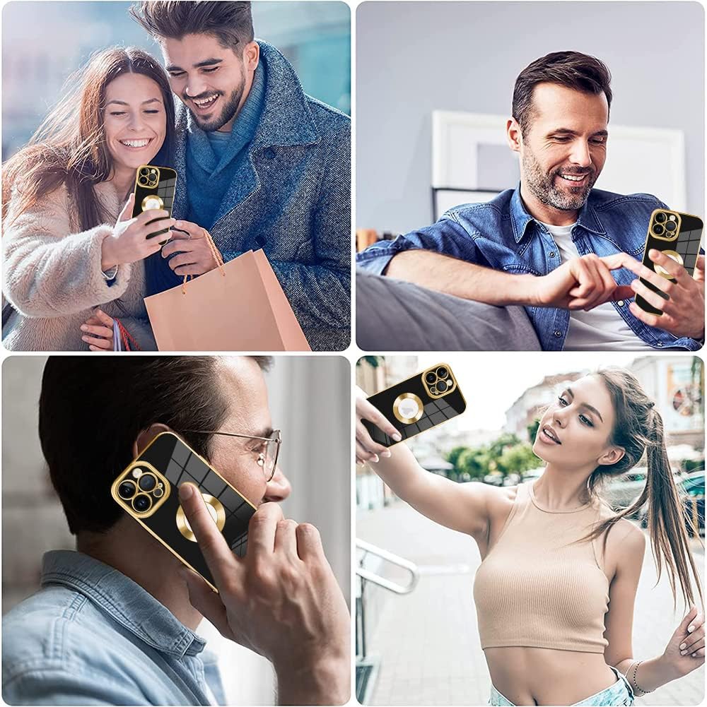 ZIYE Funda diseñada para iPhone 14 Pro Max, bonita funda de lujo chapada con protección para cámara, funda protectora de silicona TPU compatible con