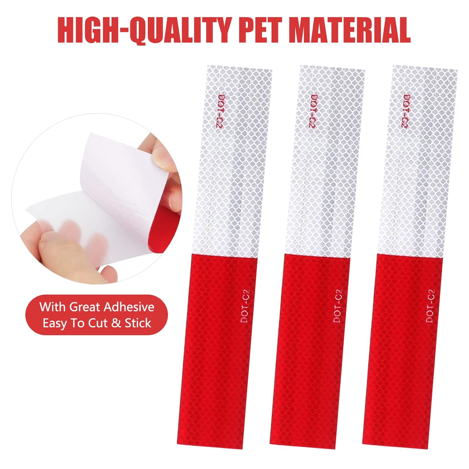 Homelove Dot-C2 Cinta reflectante roja blanca de 2 pulgadas Ruban Reflecteur cinta autocollant cinta reflectante de seguridad al aire libre cinta