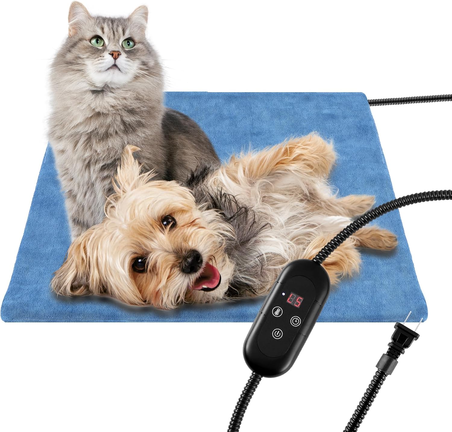 Almohadilla térmica para mascotas para gatos, para interiores y exteriores, impermeable, eléctrica, con cable resistente a las mordidas, 5