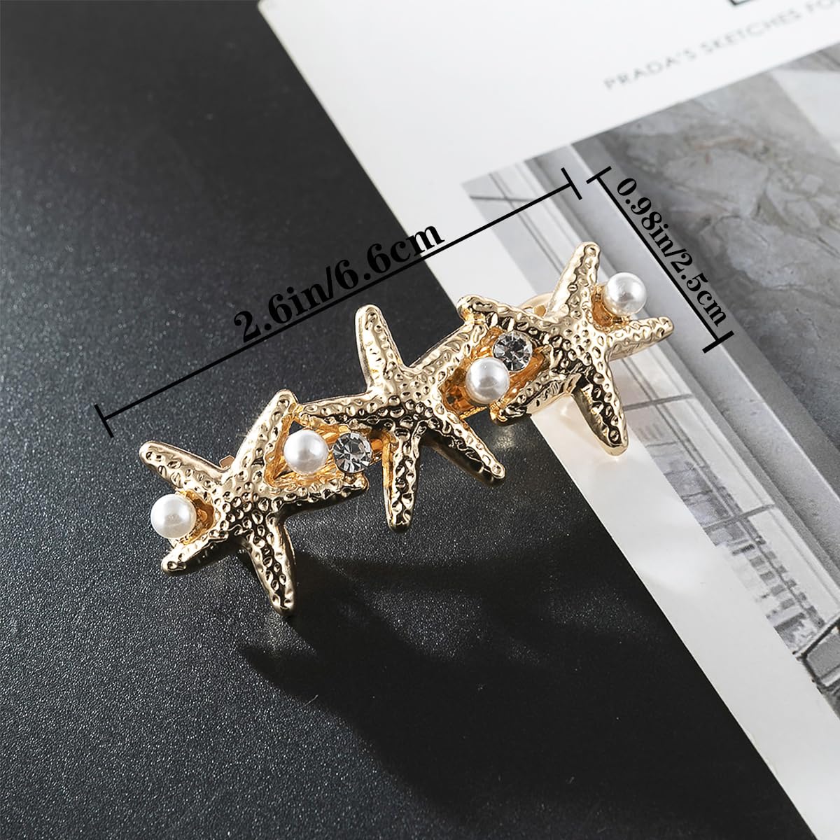 4 pasadores de pelo de estrella de mar para mujeres y niñas, pinzas para el cabello con perlas de resorte, accesorios para mujer, soportes de cola