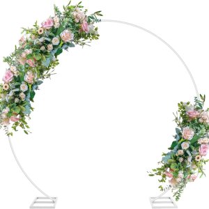 HEOMU Soporte redondo de arco de globos de 7.3 pies, soporte de arco de metal para boda, arcos de boda para ceremonia, fiesta de cumpleaños, baby HEOMU Soporte redondo de arco de globos de 7.3 pies, soporte de arco de metal para boda, arcos de boda para ceremonia, fiesta de cumpleaños, baby