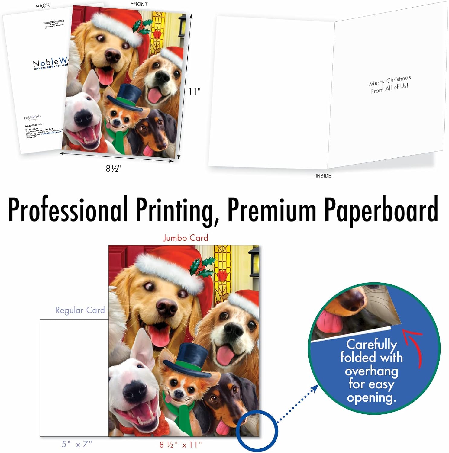 The Best Card Company – Tarjeta de Navidad Big Group (8.5 x 11 pulgadas) – Animales divertidos, tarjeta de felicitación festiva de todos nosotros –