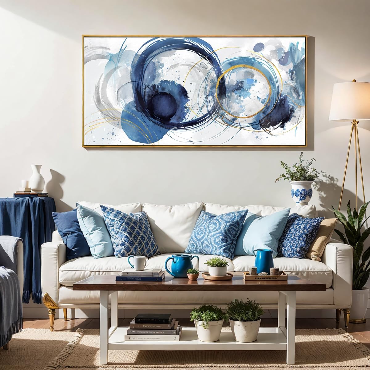Arte para pared, pinturas de arte abstracto, fantasía azul, grafiti colorido sobre fondo blanco, arte moderno para decoración de pared para sala de