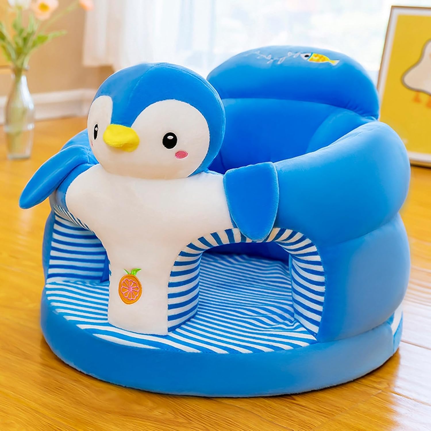 Asiento para bebé, silla de bebé para sentarse, diseño de animales de dibujos animados, sofá de felpa para aprender a sentarse, funda lavable para
