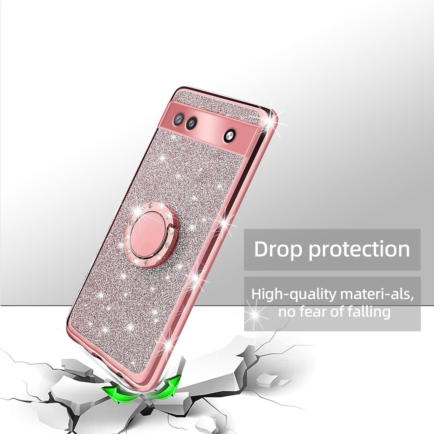Funda para teléfono Google Pixel 6a, funda para Google Pixel 6a para mujer, con purpurina, suave, elegante, transparente, TPU de lujo, linda funda