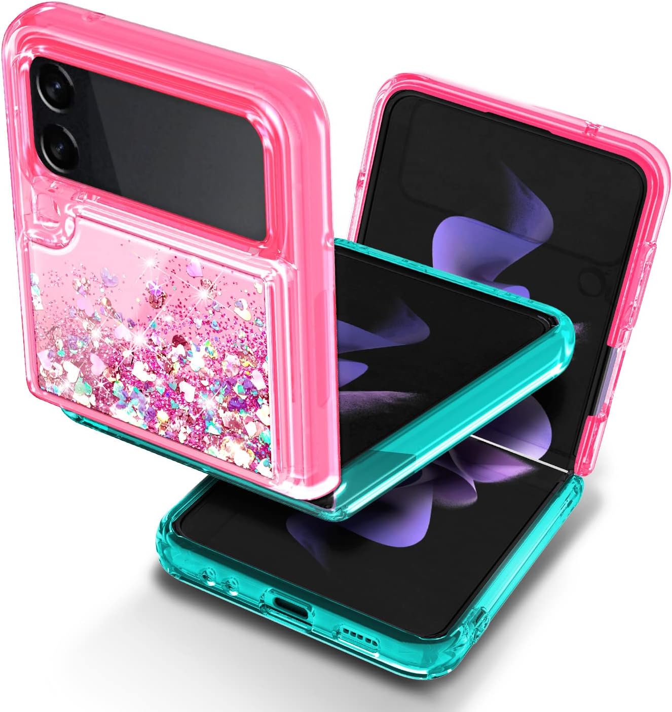 NGB Supremacy Funda compatible con Samsung Galaxy Z Flip 4 5G (2022) con soporte de anillocorrea para la muñeca, funda protectora con purpurina