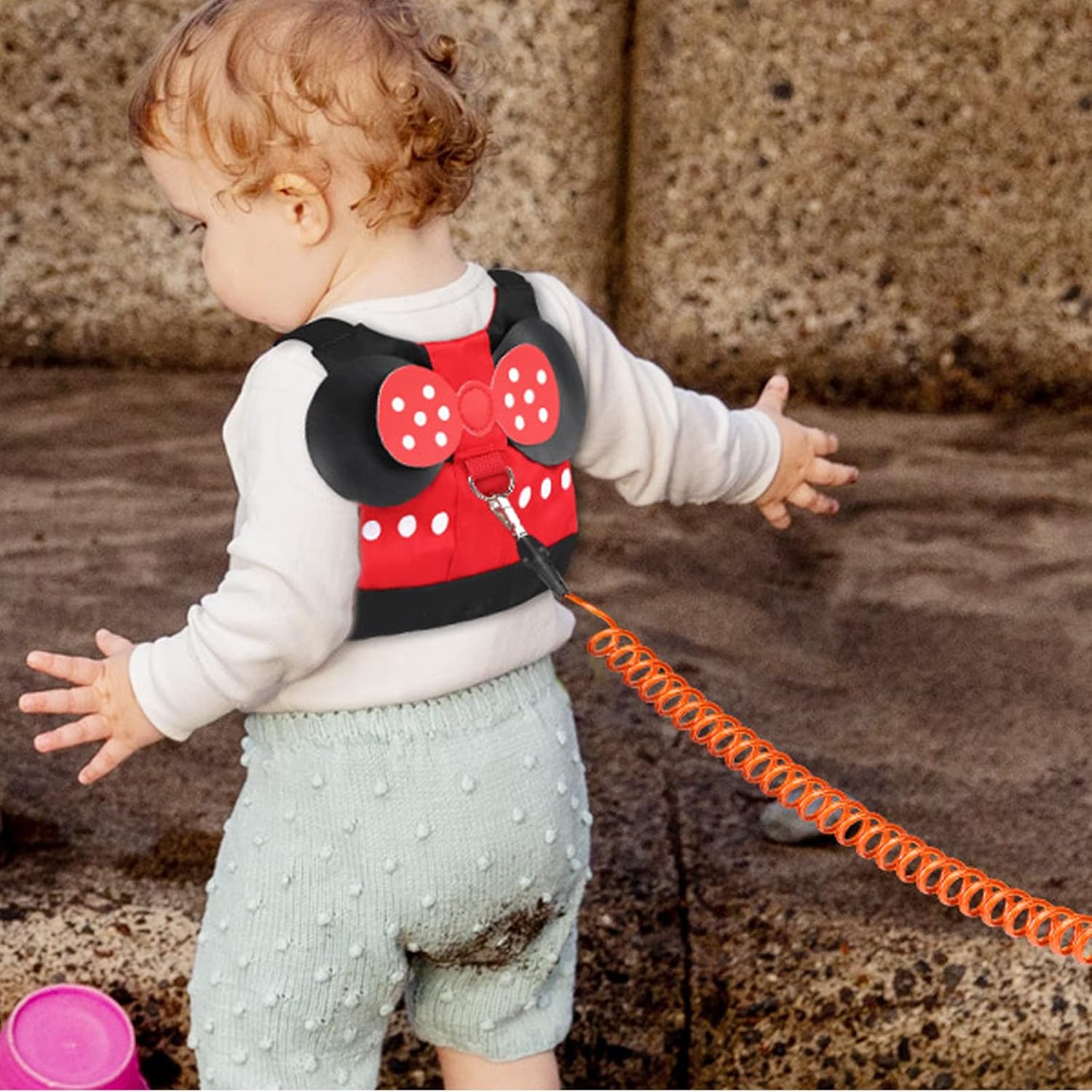 Accmor Correa de arnés para niños pequeños + eslabón de muñeca antipérdida, paquete de 2 lindas correas de arnés para niños, adorable correa para
