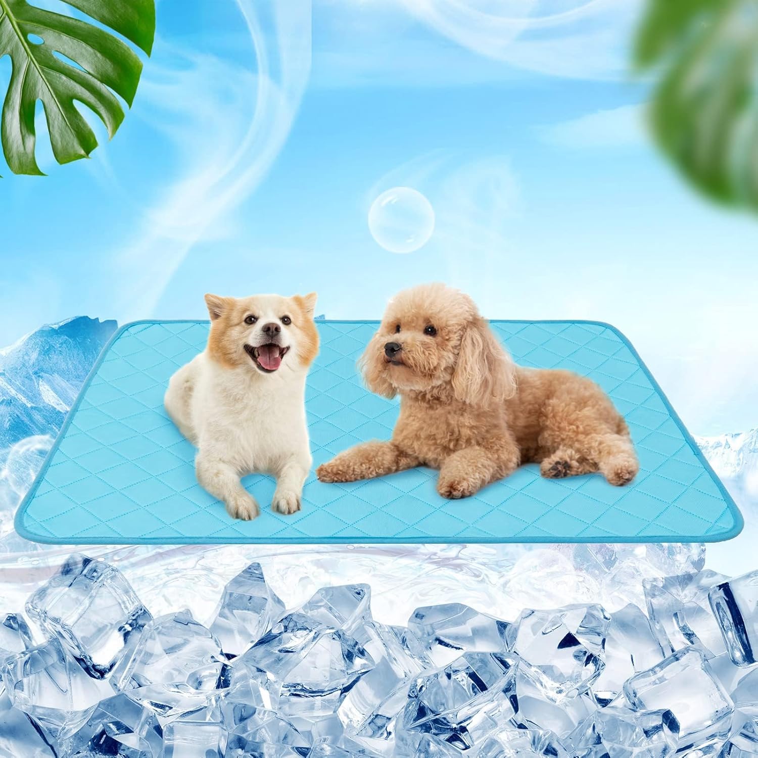 BINGPET Upgrade Self-Cooling Mat for Dogs Extra Large,35″ x 23″ Dog Cooling Mat Summer Pet with Non-Slip Bottom for Dog & Cat,Super Absorbent