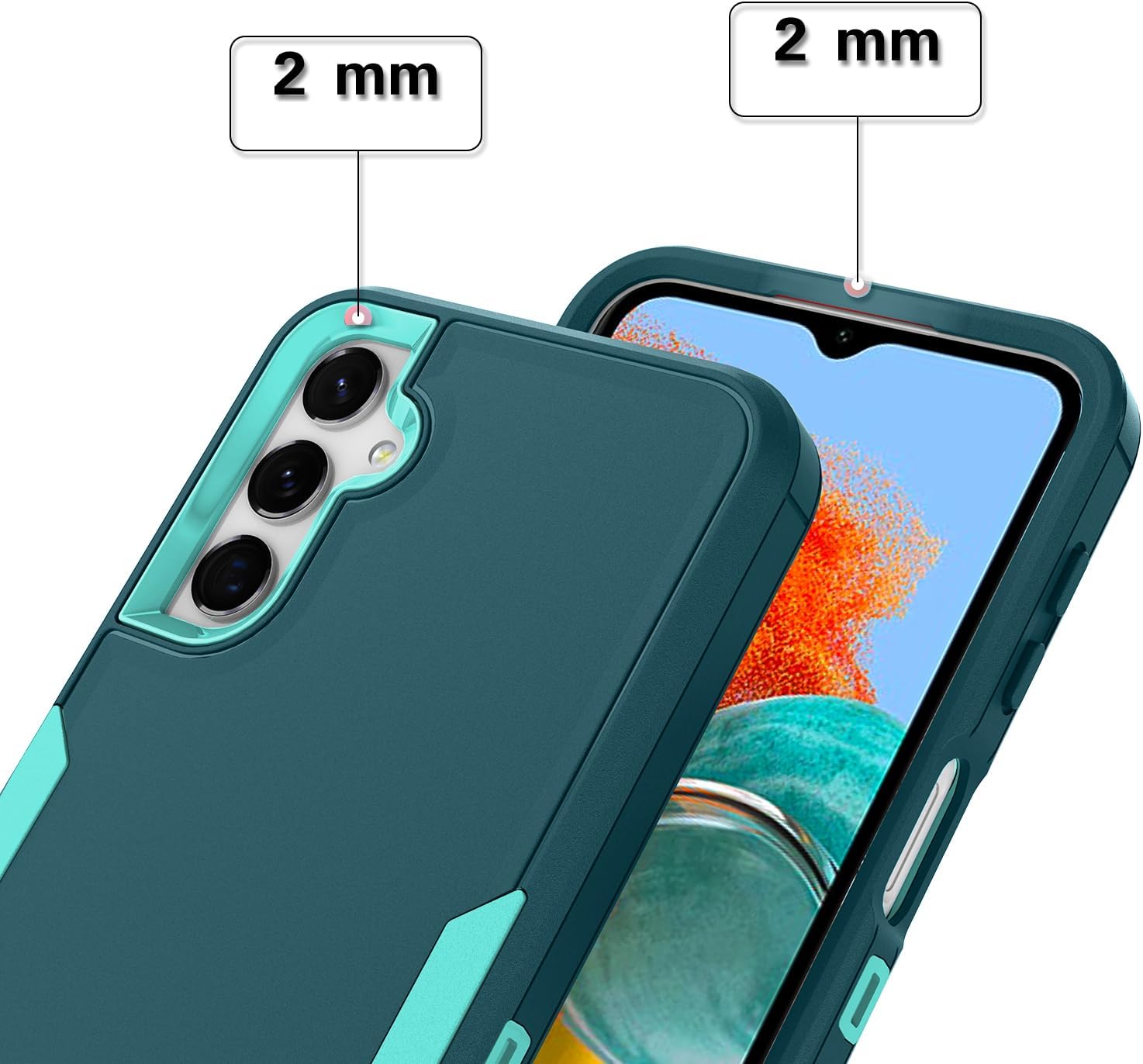 Asuwish Funda para Samsung Galaxy A24 4G5G con protector de pantalla de vidrio templado y accesorios híbridos de doble capa para celda, dura,