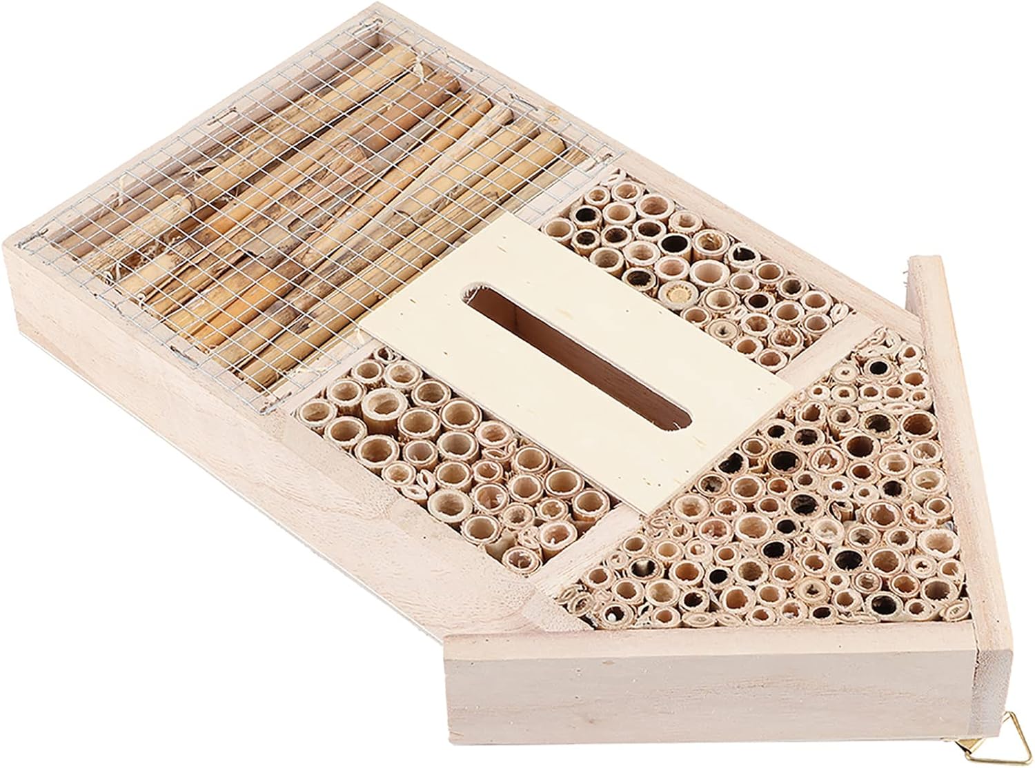 Fydun Casa de abejas de madera, refugio de jardín, caja de anidación de artesanías, adorno al aire libre, decoración de casa de abeja de madera,
