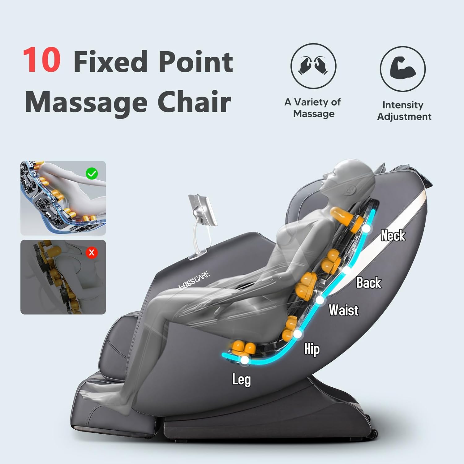 Silla de masaje de cuerpo completo de gravedad cero 2024, control de aplicación Shiatsu masaje reclinable con rodillo de pie, calefacción trasera,