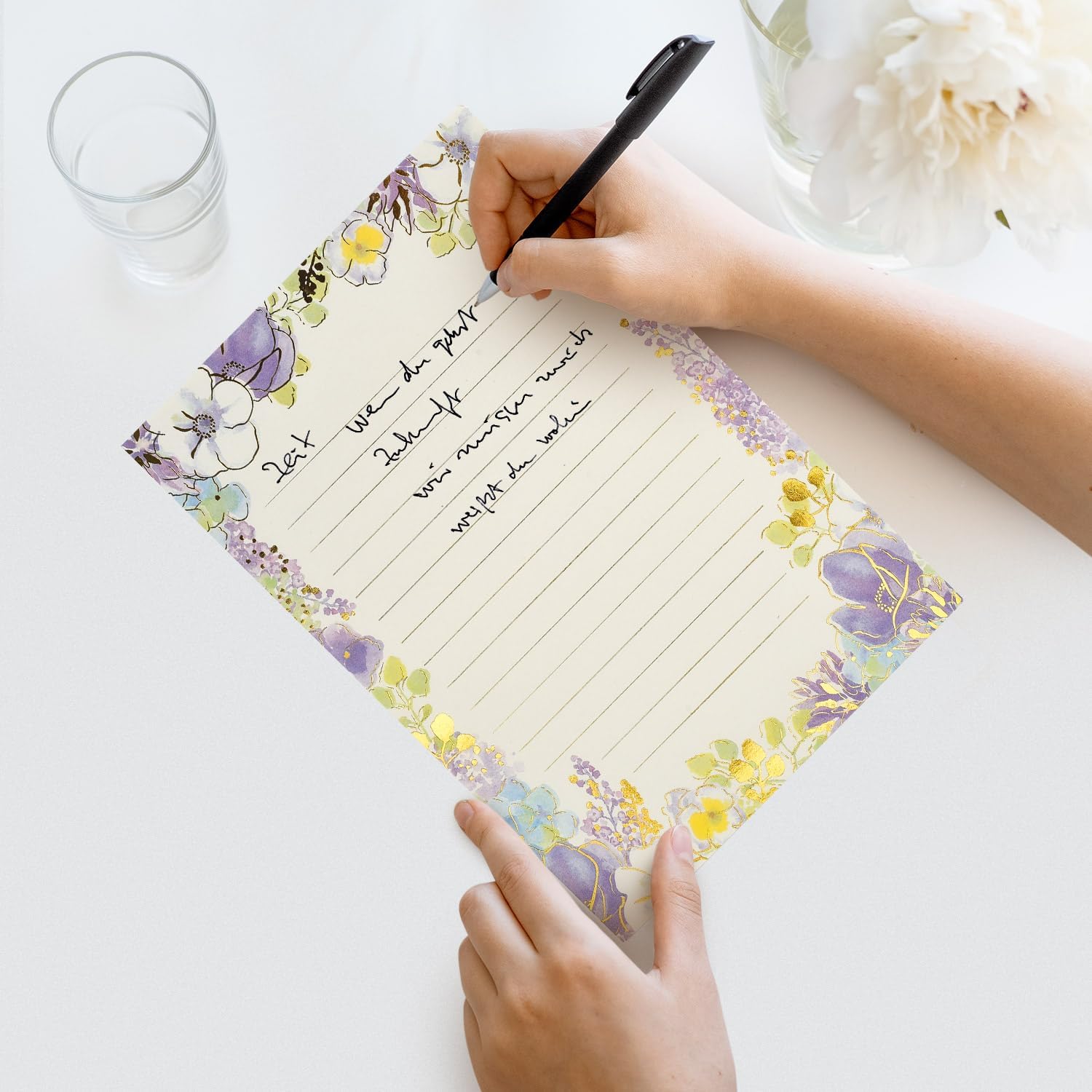 Juego de 64 hojas de papel de carta estacionaria  A5 lindo estampado de papel de papel de escritorio forrado elegante para escribir letras, álbumes