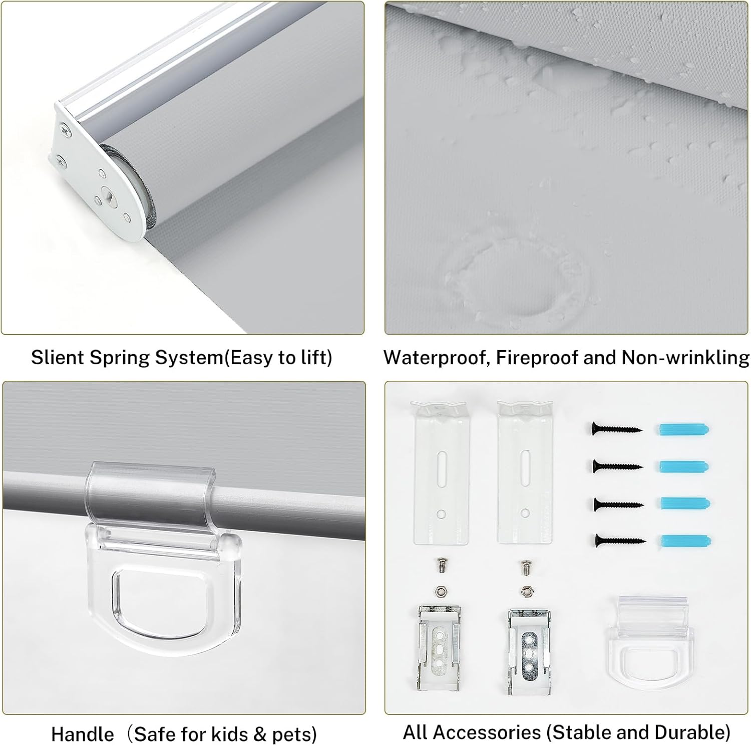 Persianas enrollables inalámbricas Free-Stop para ventanas, persianas enrollables con levantamiento de resorte con aislamiento térmico para el