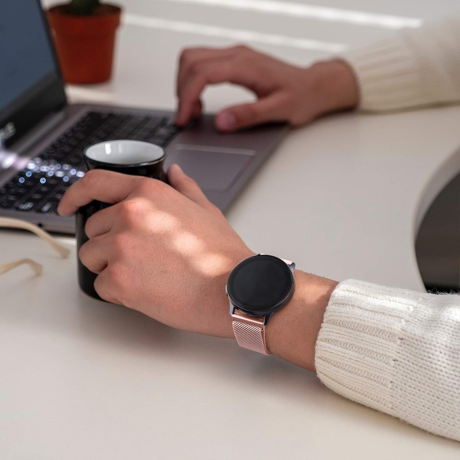 Amzpas Correa de reloj de metal de liberación rápida de 0.787 in 0.866 in, correa de reloj de acero inoxidable, correa de repuesto magnética de