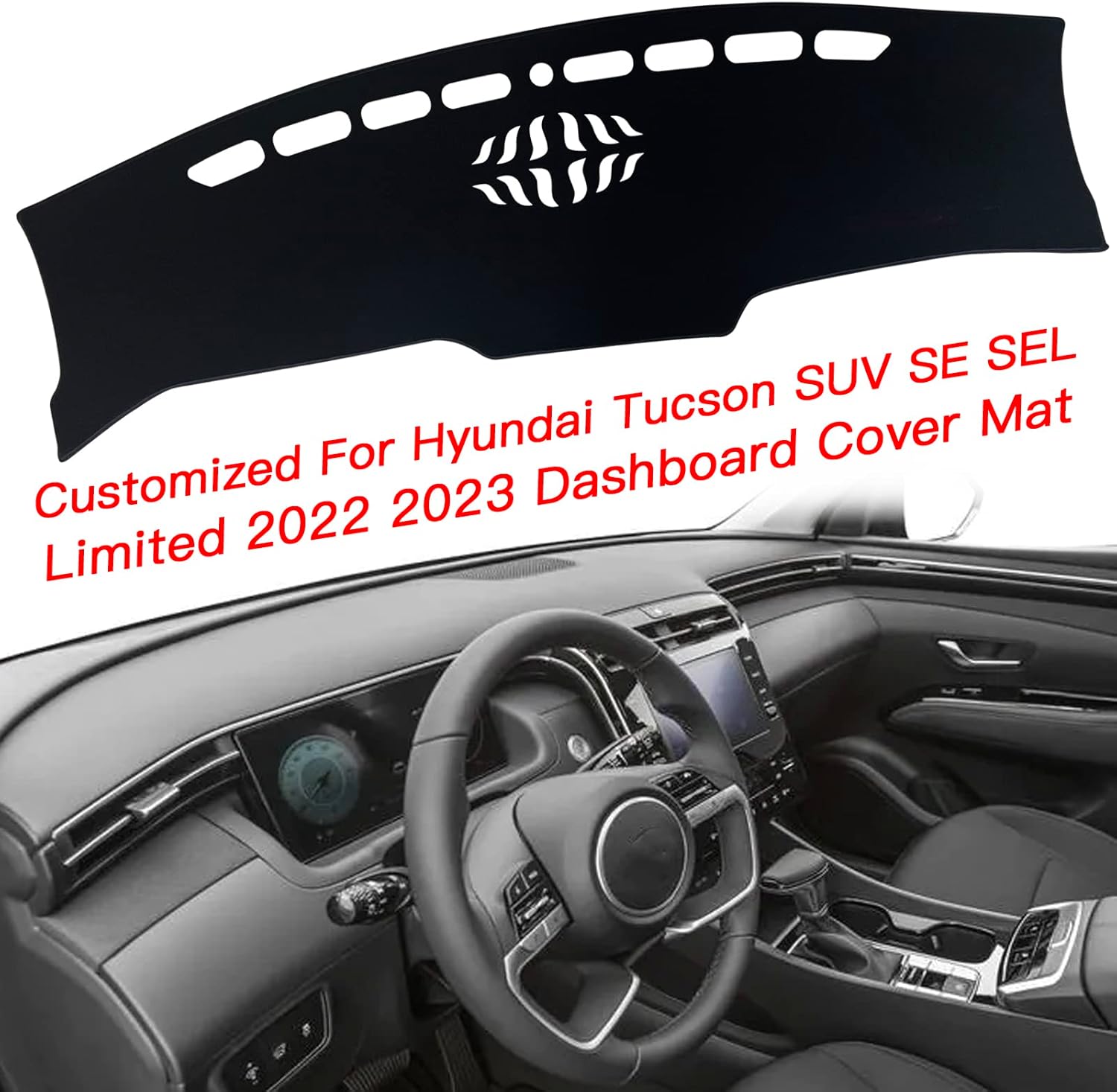 Cubierta del tapete para salpicadero, consola central interior personalizada compatible con Hyundai Tucson SUV SE SEL Limited 2022 2023, accesorios