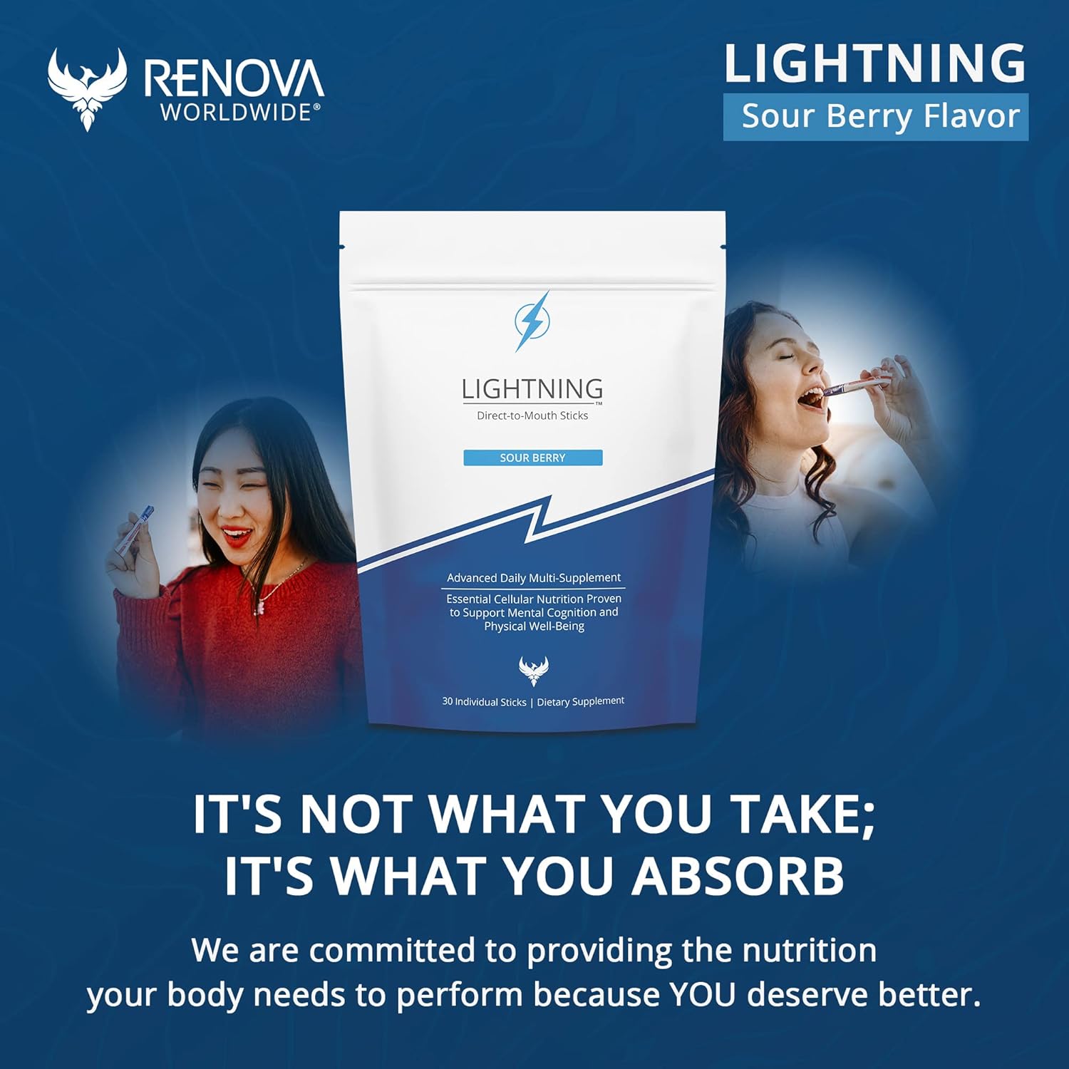 Renova Worldwide Lightning Daily Suplemento multivitamínico  Vitaminas y minerales para la función mental, apoyo energético y bienestar físico
