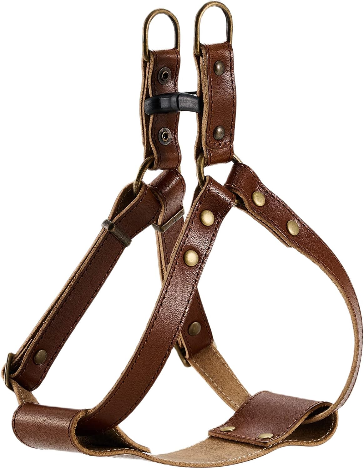BONBI ALCON Tochigi – Arnés de piel para perros medianos, marrón, talla M, fabricado en Japón