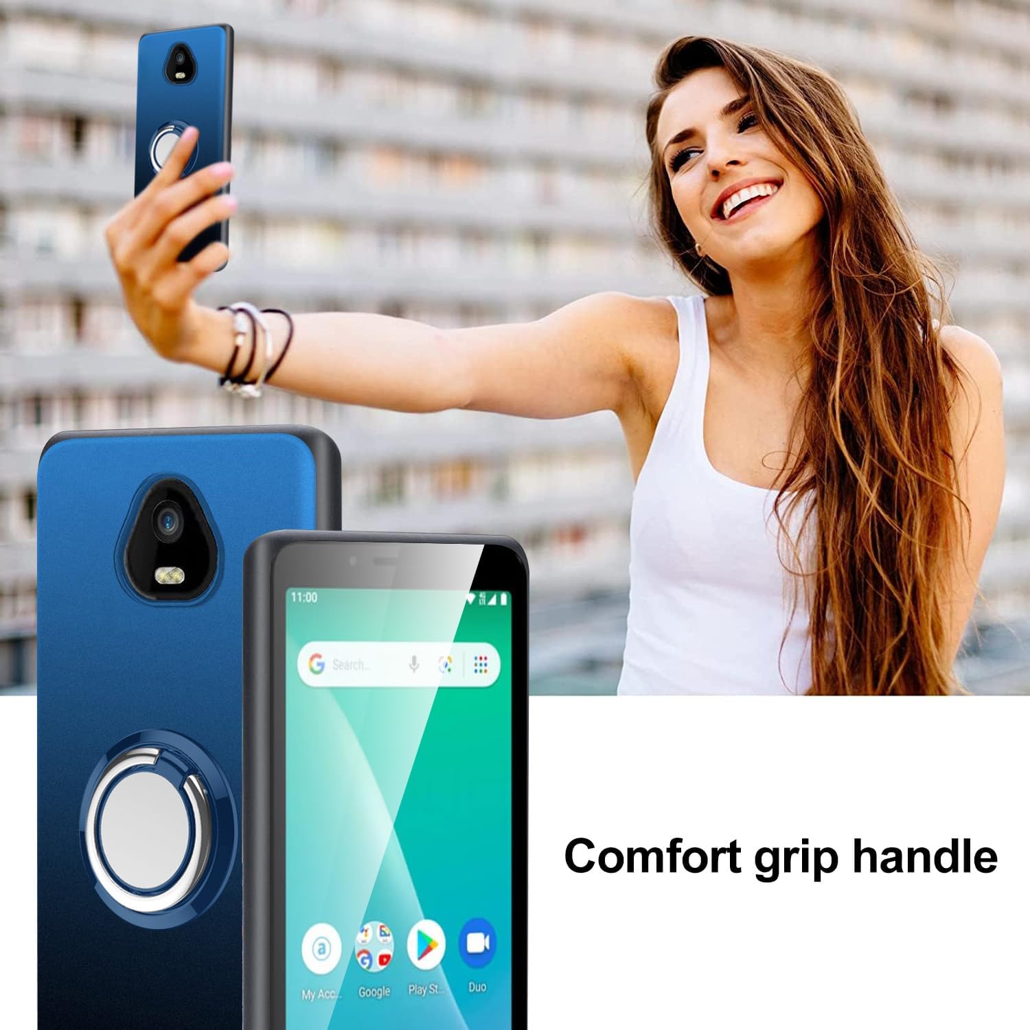 Funda para teléfono SCHOK Volt SV55 SV55216 Ocultar plegable telescópico con anillo Kickstand a prueba de golpes, con 1 protector de pantalla