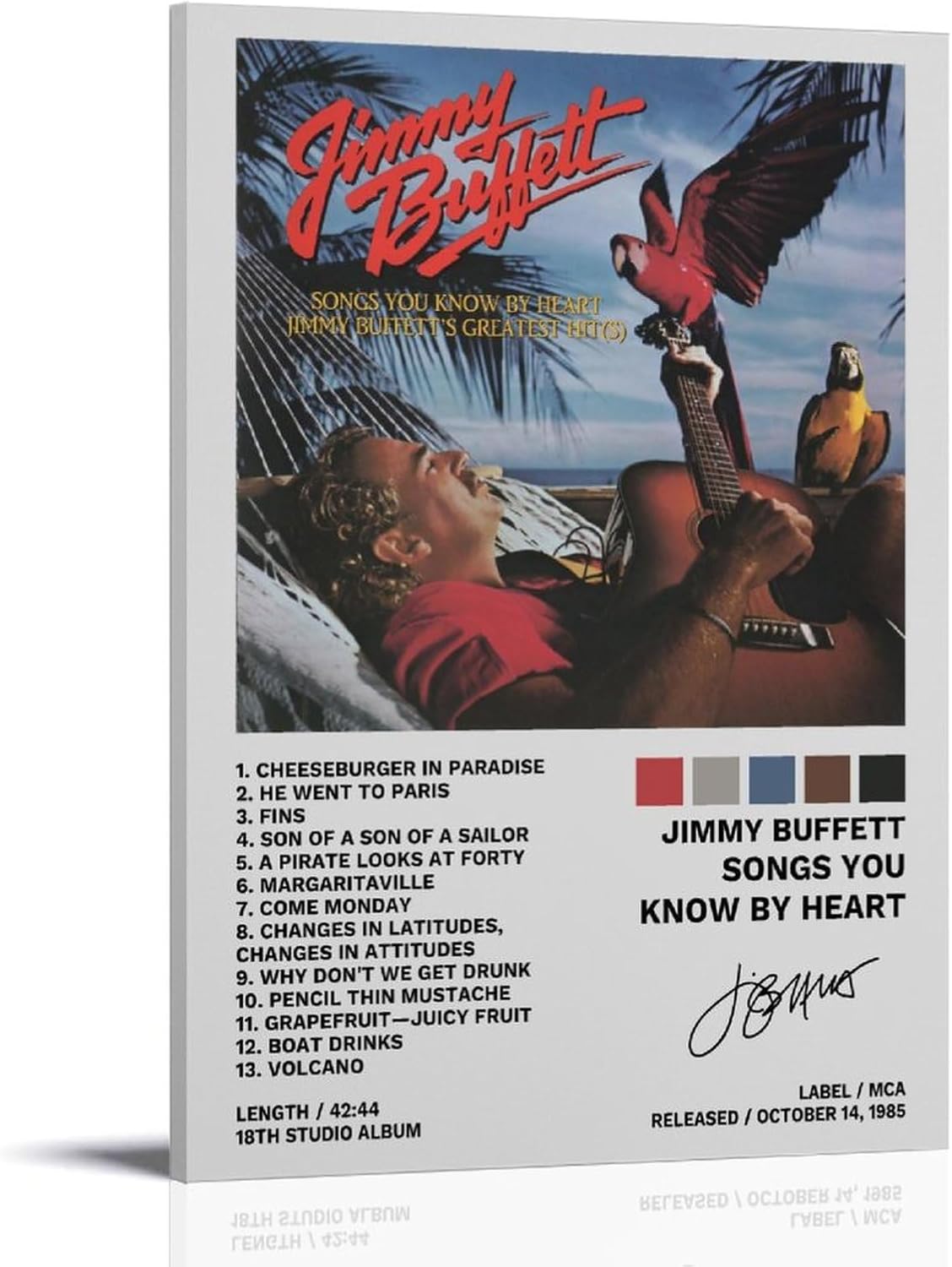 Póster de Jimmy con texto en inglés “Canciones de Buffett You Know by Heart”, pintura decorativa, lienzo, pósteres de pared e impresión artística