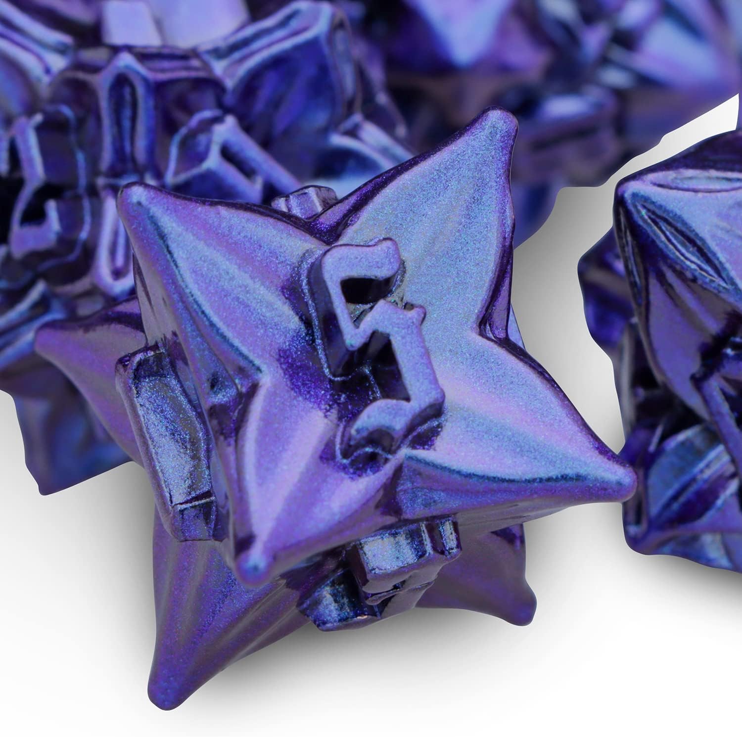 ARUOHHA DND – Juego de dados de metal con diseño de hojas de dragones y mazmorras azules, dados poliédricos D + D, hechos a mano, juego de rol D20