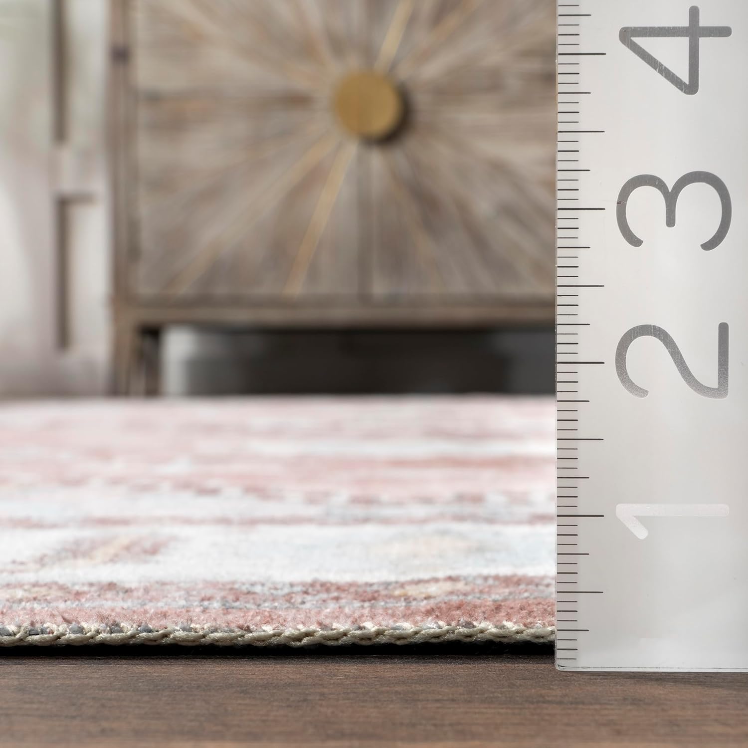 nuLOOM Lawrence – Alfombra tradicional ultrafina, lavable a máquina, 5 x 8 pulgadas, color rubor