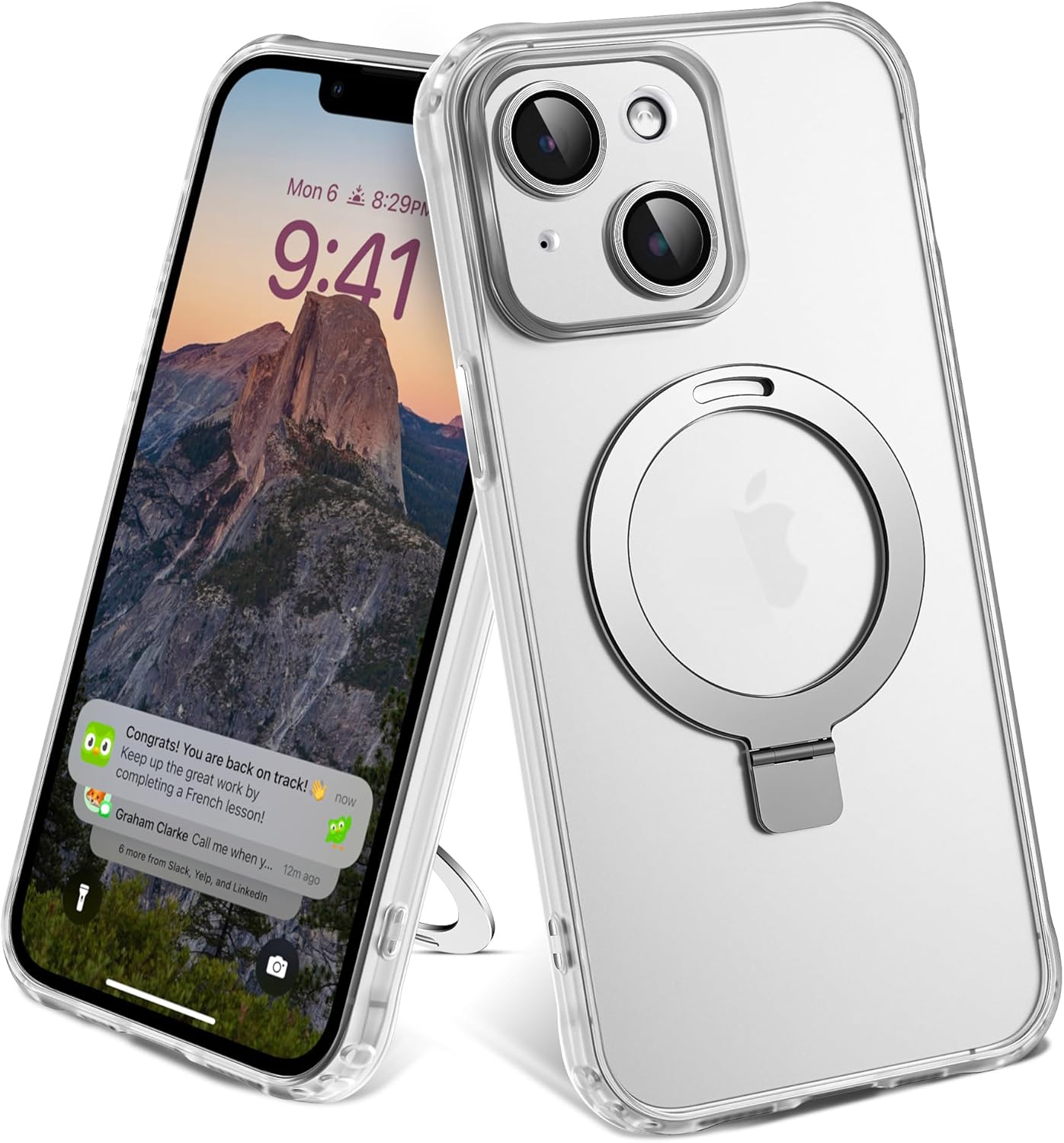 TIANLI Funda diseñada para iPhone 13 con soporte magnético invisible compatible con MagSafe protección de cuerpo completo, antideslizante,