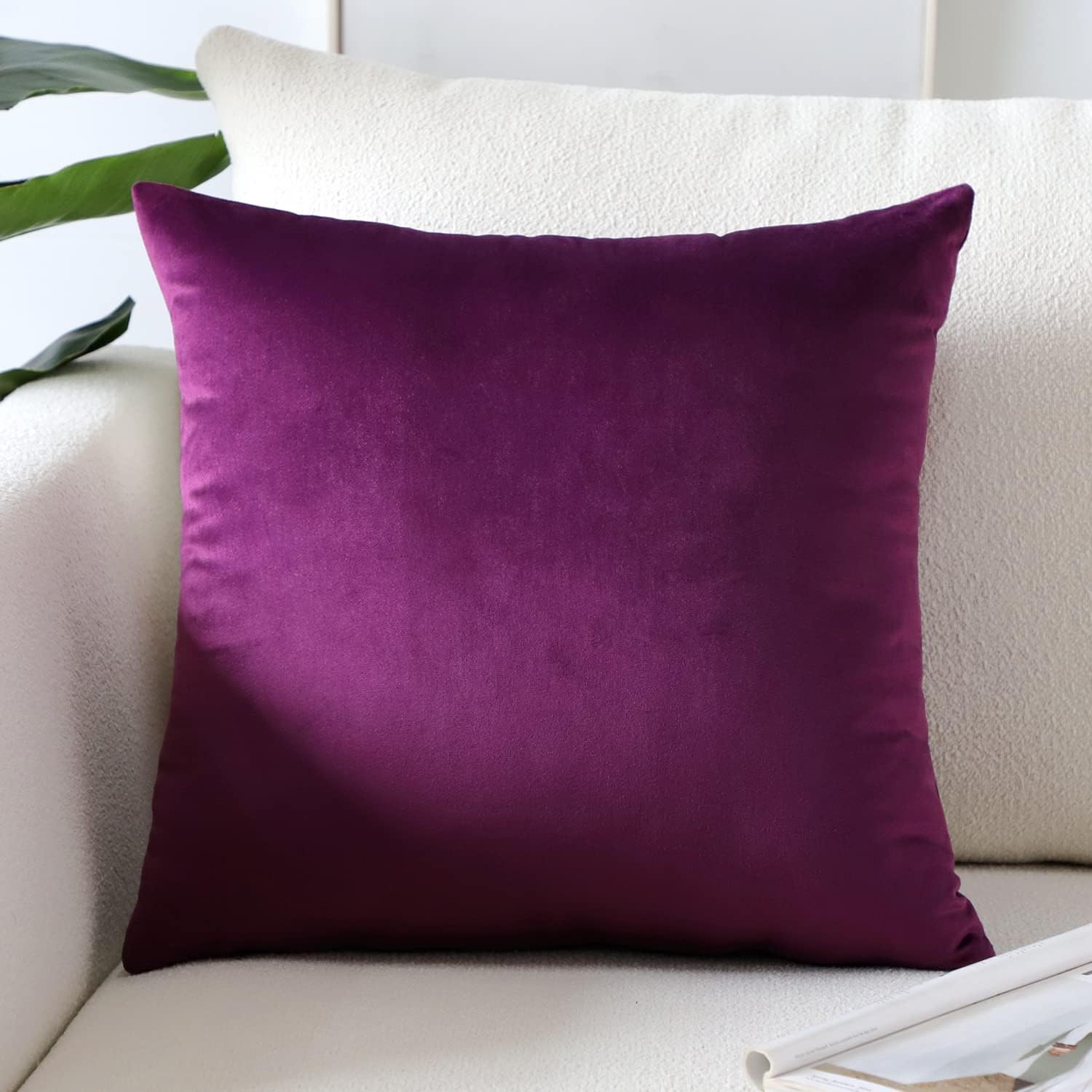 Artscope Fundas de almohada cuadradas de terciopelo de lujo súper suaves, decorativas, fundas de cojín para sofá, dormitorio, decoración de