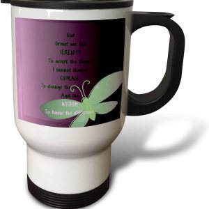 Patricia Sanders Inspirations Serenityprayer- mariposa púrpura arteTaza de viaje, Blanco Patricia Sanders Inspirations Serenityprayer- mariposa púrpura arteTaza de viaje, Blanco