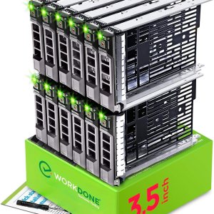 WORKDONE Paquete de 12 unidades Organizador para discos duros de 3.5 pulgadas Compatible con servidores Dell PowerEdge seleccionados de 11 a 13 WORKDONE Paquete de 12 unidades Organizador para discos duros de 3.5 pulgadas Compatible con servidores Dell PowerEdge seleccionados de 11 a 13