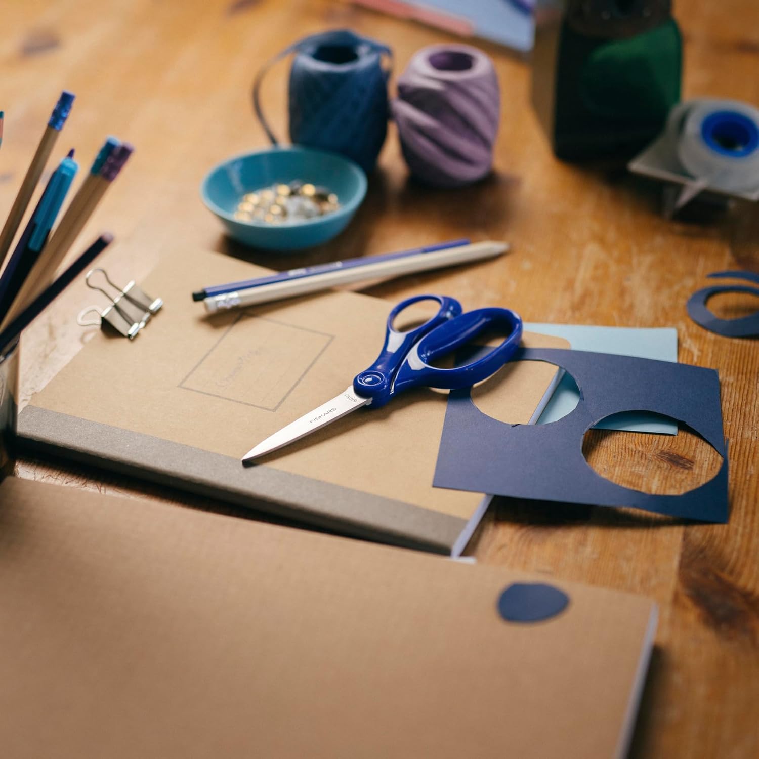 Fiskars Tijeras para estudiantes, color azul (7 pulgadas)