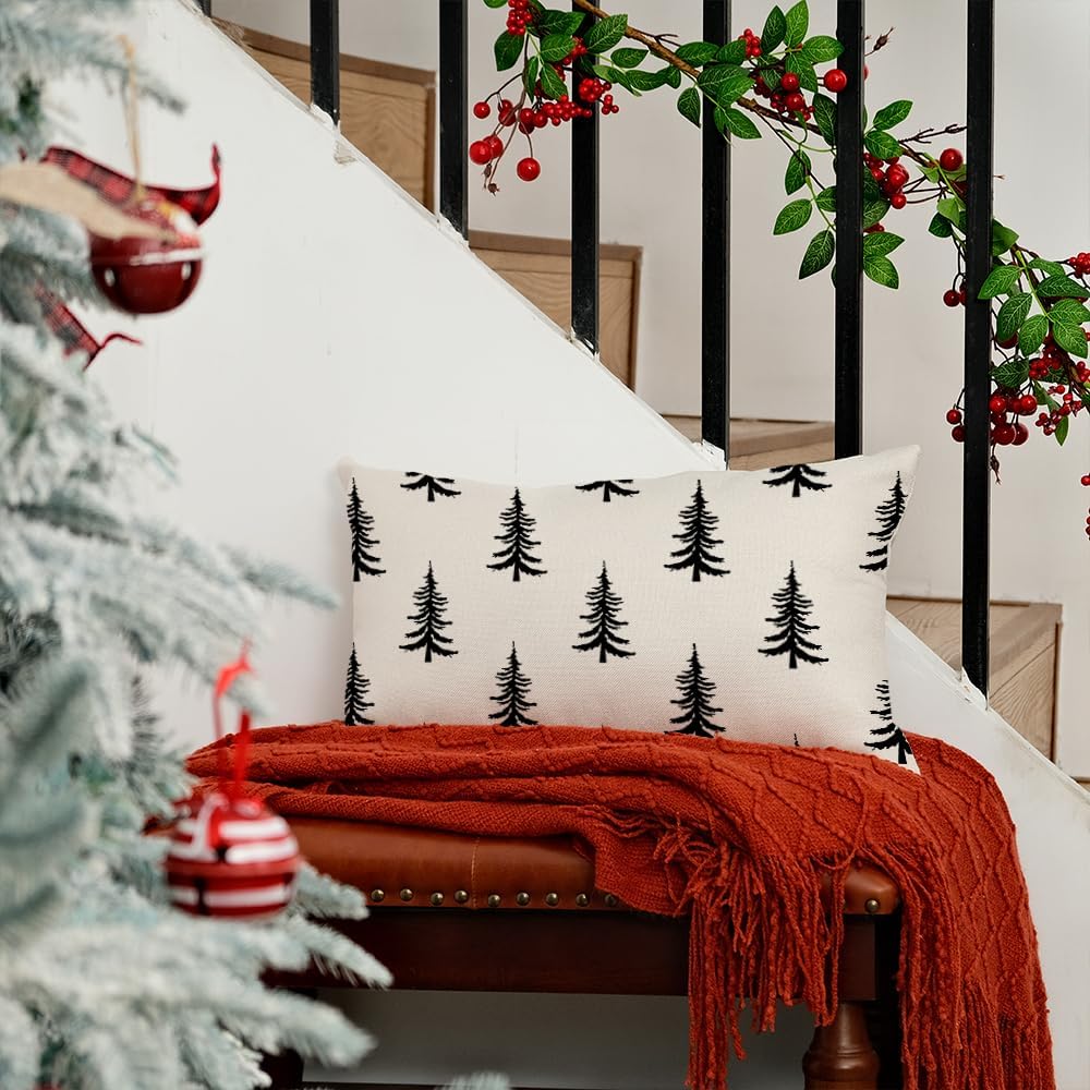 AACORS AA313-12 – Funda de almohada de Navidad de 12 x 20 pulgadas, decoración de árbol de Navidad, decoración de casa de campo, para el hogar,