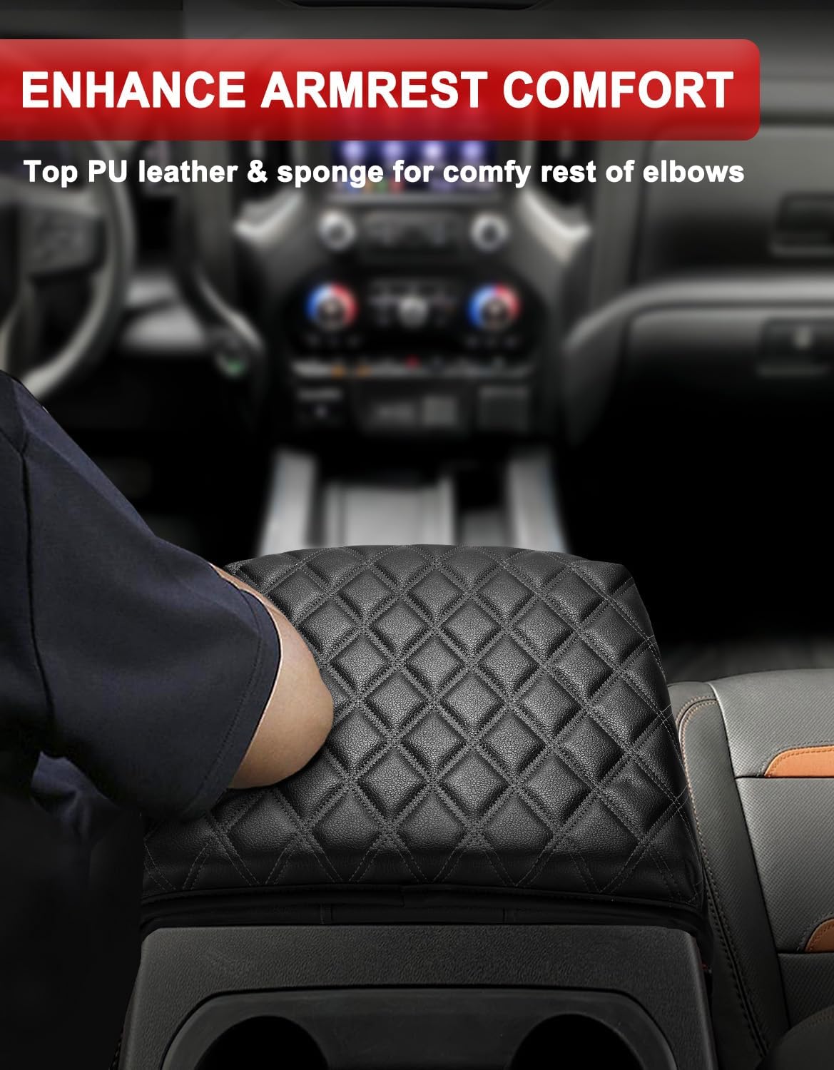 KBH Funda para reposabrazos de consola central para Chevy Chevrolet Silverado, GMC Sierra 2020-2023, Tahoe, Suburban, Yukon 2021-2023, piel
